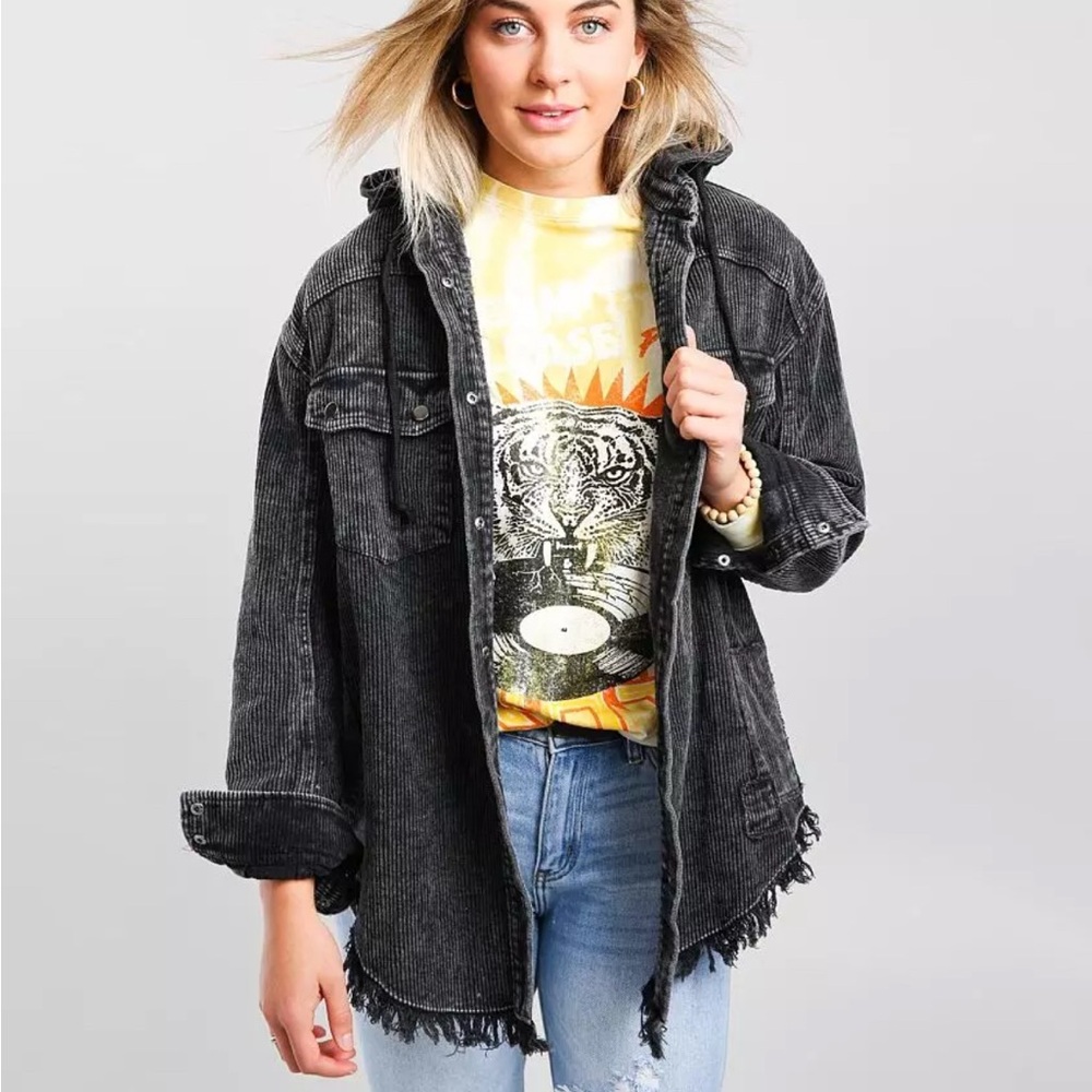 Oli & Hali Women’s Oversized Hooded Corduroy Shacket Size XS